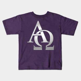 Silver Alpha and Omega Symbol Kids T-Shirt